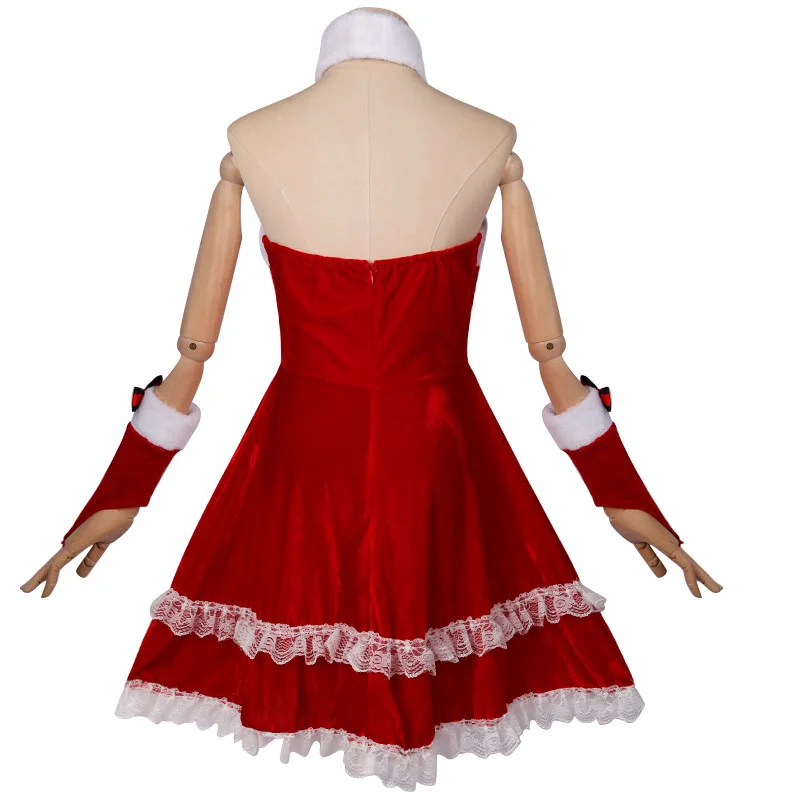 Em promoção! Mulheres Novos Natal Natal Senhora Papai Noel Cosplay Fantasia  Sexy De Lingerie Inverno De Manga Longa Vestido Vermelho De Limpeza  Coelhinha Uniforme