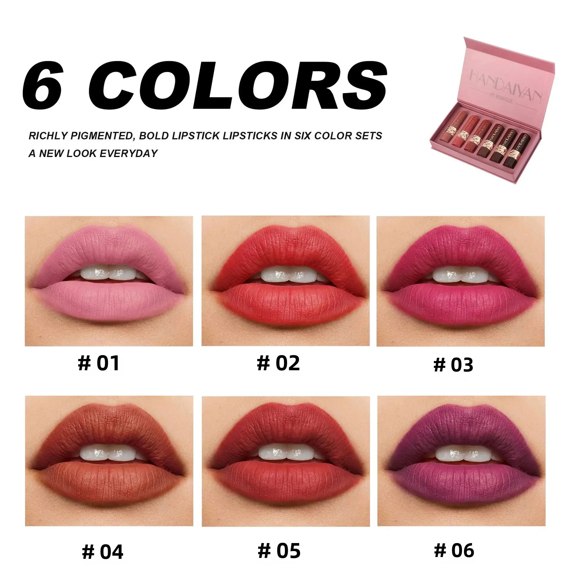 6PCS Velvet Matte Lipstick Set Highly Pigmented Long Lasting Non Drying Silky Smooth Lip Makeup Gift Box For Women_voghion.com