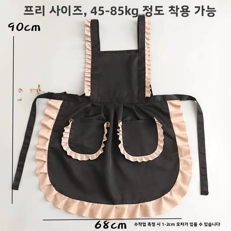 프린세스 스타일 앞치마 2026 신상 네일아트 사무실 특별 숏 허리 앞치마 가정용 주방 요리 귀여운 작업복 폴리에스터 섬유
