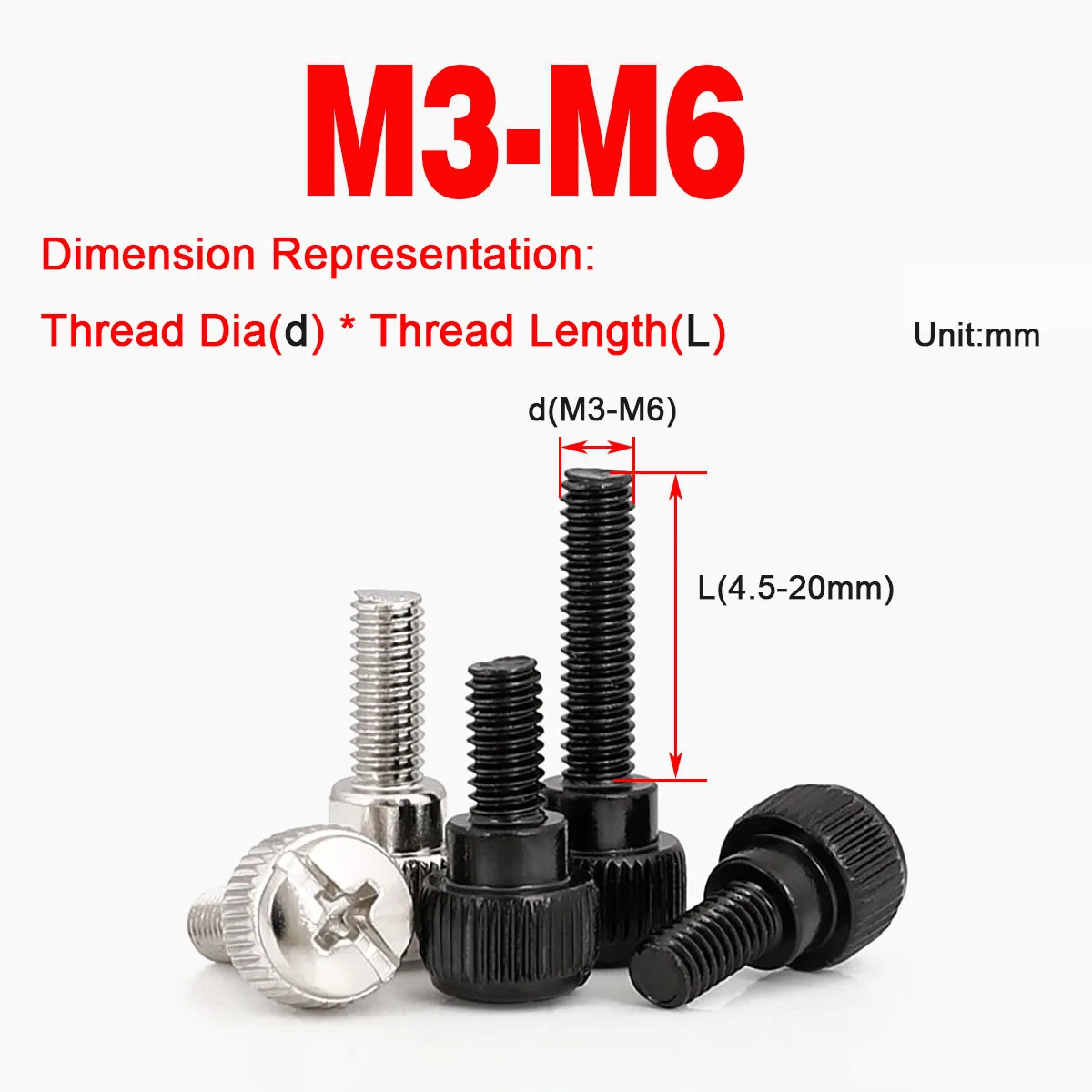 

Nickel Plated / Black Zinc Knurled Step Hand Screw, Tool Free Manual Tightening Micro Adjustment Bolt M3M4M5M6