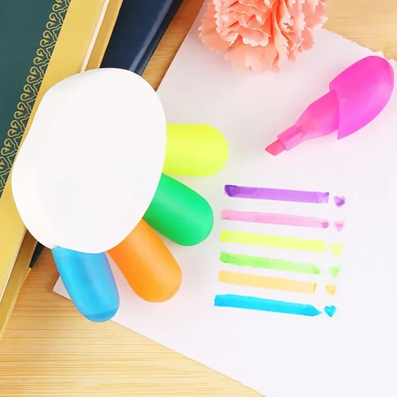 Highlighters Multicolor Creative Highlighter Pen Kawaii Markers for Drawing School Art Supplies Japanese Stationery