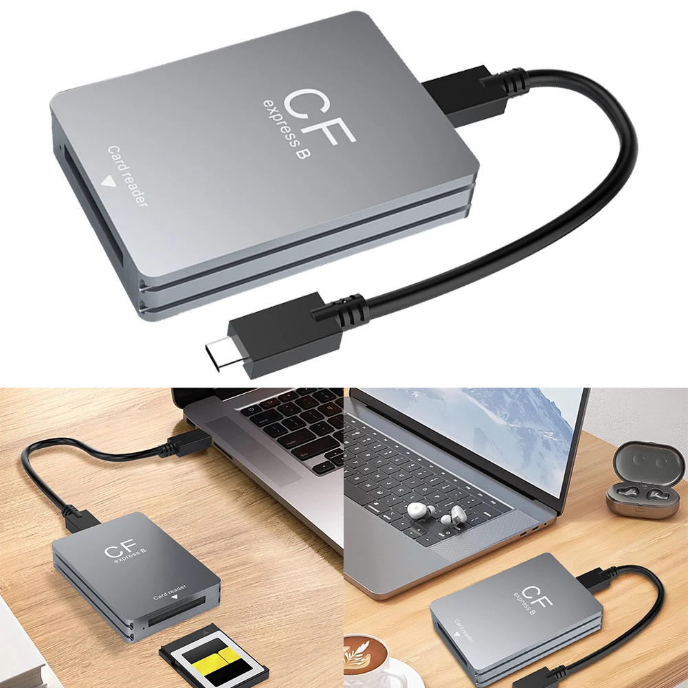 CFexpress Type B 카드 리더기 USB 3.2 10Gbps(USB C-USB C/A 케이블 포함) SLR용 안드로이드/Windows/OS 지원