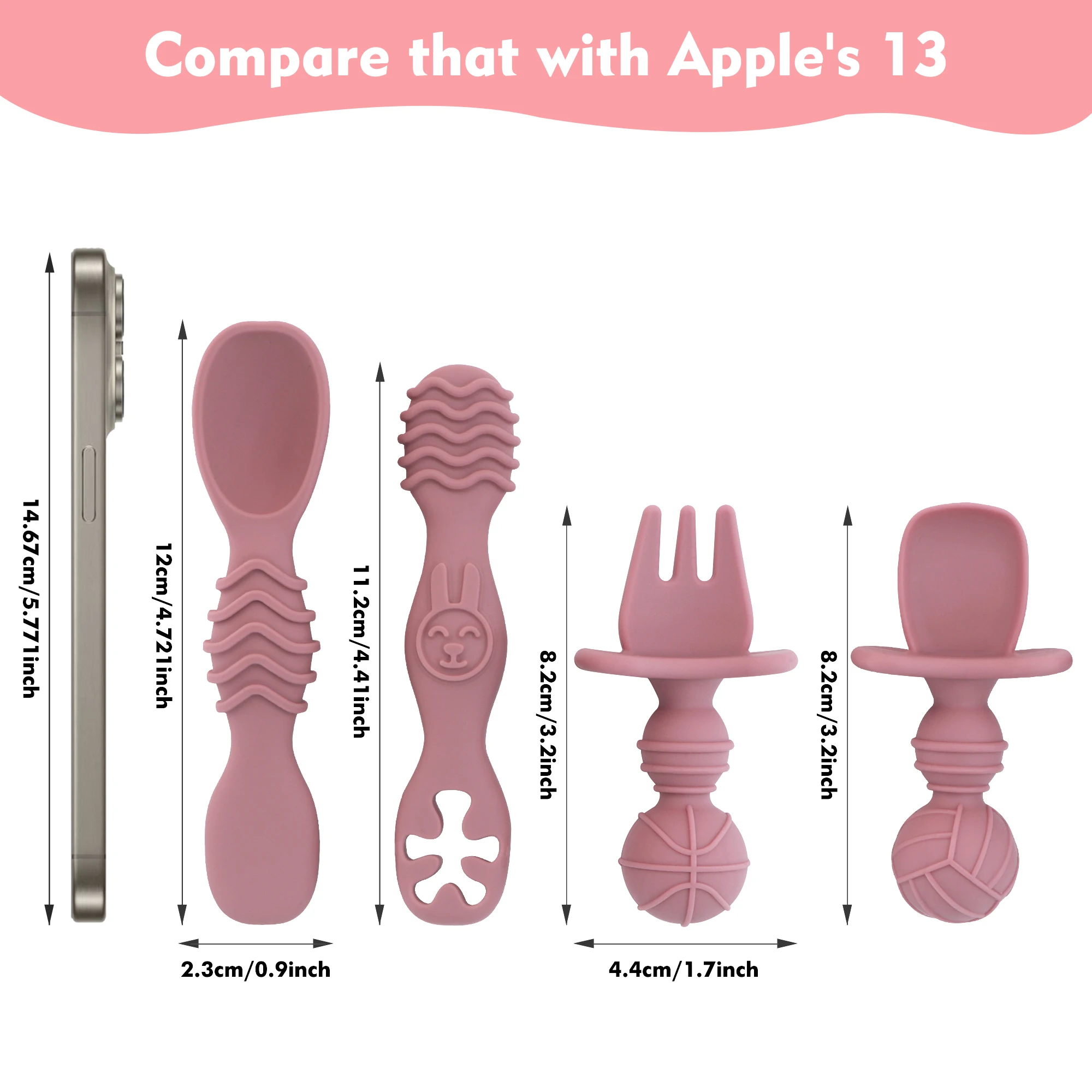 Silicone Cutlery Set Silicone Feeding Spoon Baby Cutlery 4-Pack Silicone Toddler Spoon Cutlery