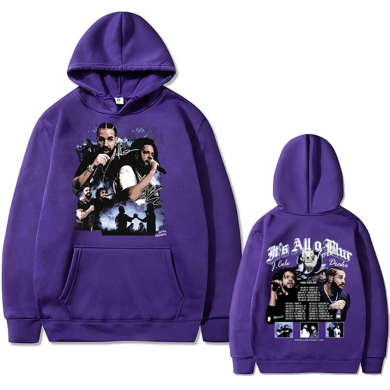 Rapper Drake J Cole It's All A Blur Tour Graphic Print Hoodie Men Women Hip Hop Oversized Sweatshirt Male Cotton Casual Hoodies