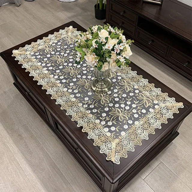 Rectangle Tablecloth European Embroidered Coffee Tea Table Cloth Hollow Carved Home Textile Decoration Accessories 50*100cm 6