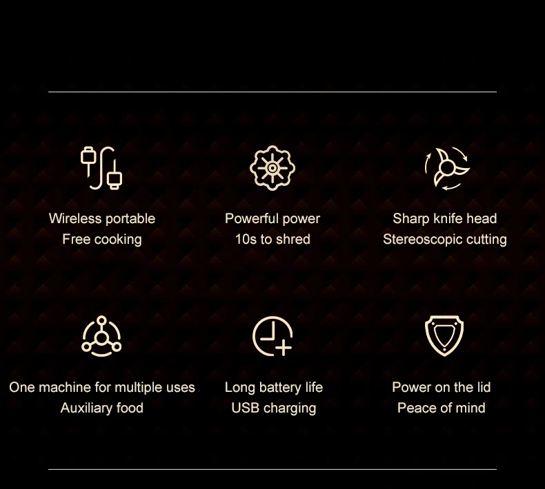 Description Picture 3 of item100/250ml Electric Garlic Masher Machine Mini USB charging Food Processor for Nuts Vegetable BlackPepper Chili Kitchen Tools