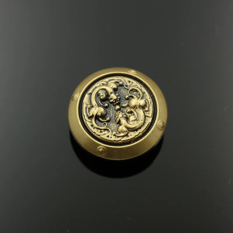 

Vintage Handmade Leather Belt Decoration Buckle Brass Double Dragon Playing Bead Luggage Bag DIY Garment Rivet with Screw Buckle