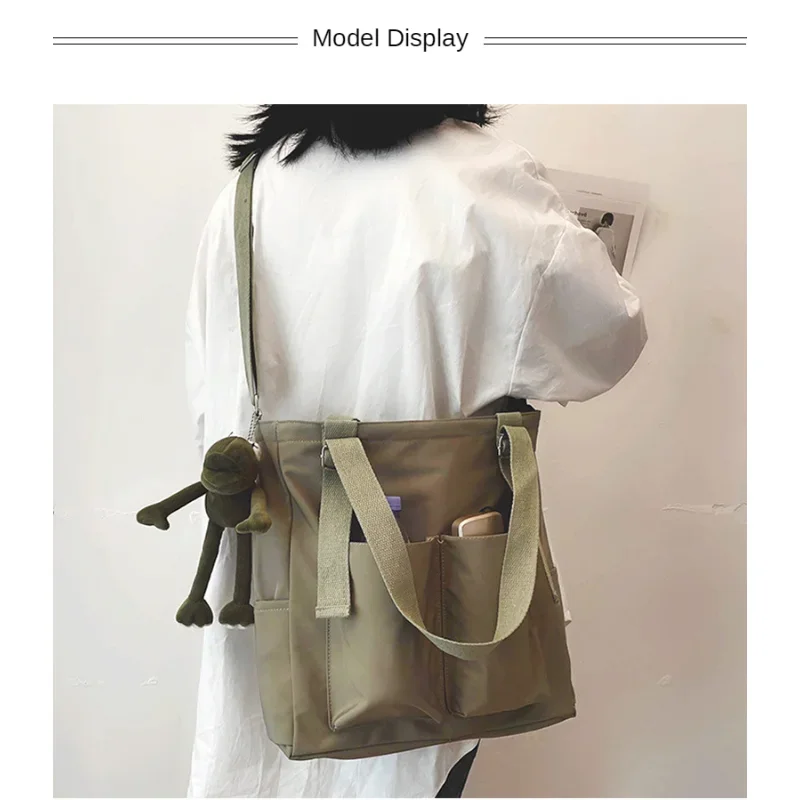 

Waterproof Bag Large Capacity Canvas Bag Female Messenger Korean Student Harajuku Japanese One-shoulder Large Tote Bag