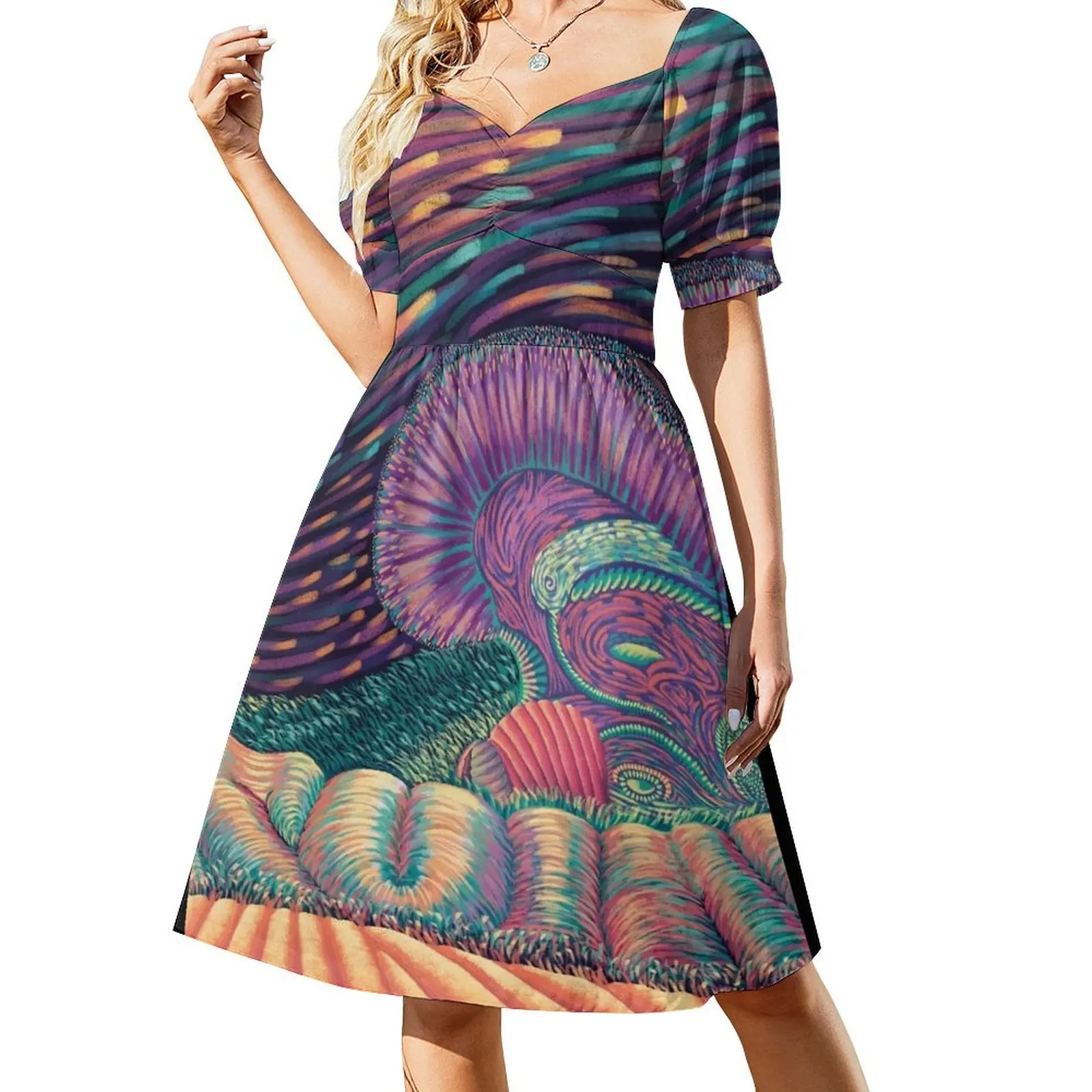 thumbnail image 1 of Mind Forest - Vestido de manga corta V2 vestidos de noche para mujer vestidos sueltos elegantes para mujer vestido de noche para mujer Vestido, 1 of 7
