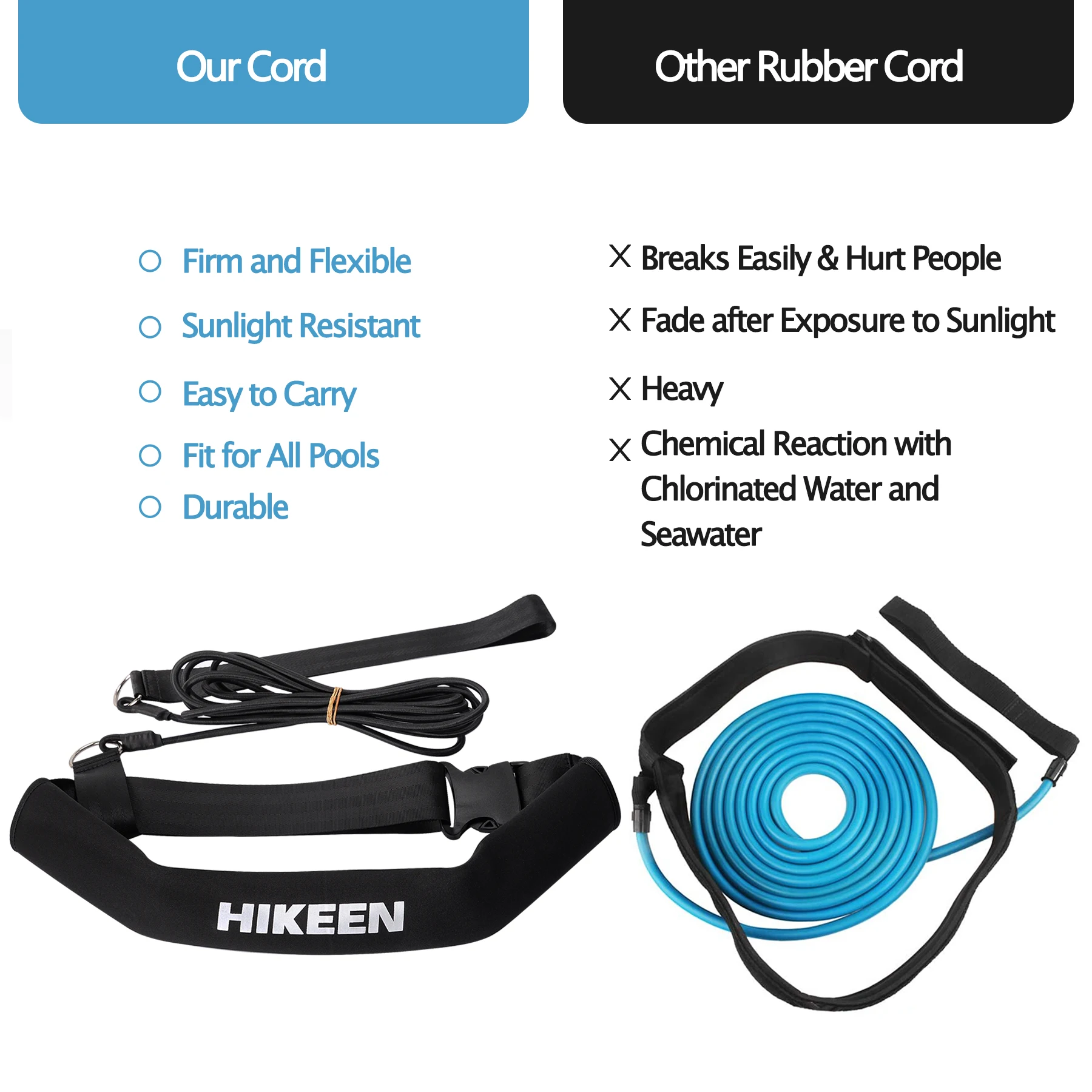 4M Adjustable Swimming Training Accessories Elastic Resistance Belt Pool in Place Safety Band Harness Stationary Tether For Kid 3
