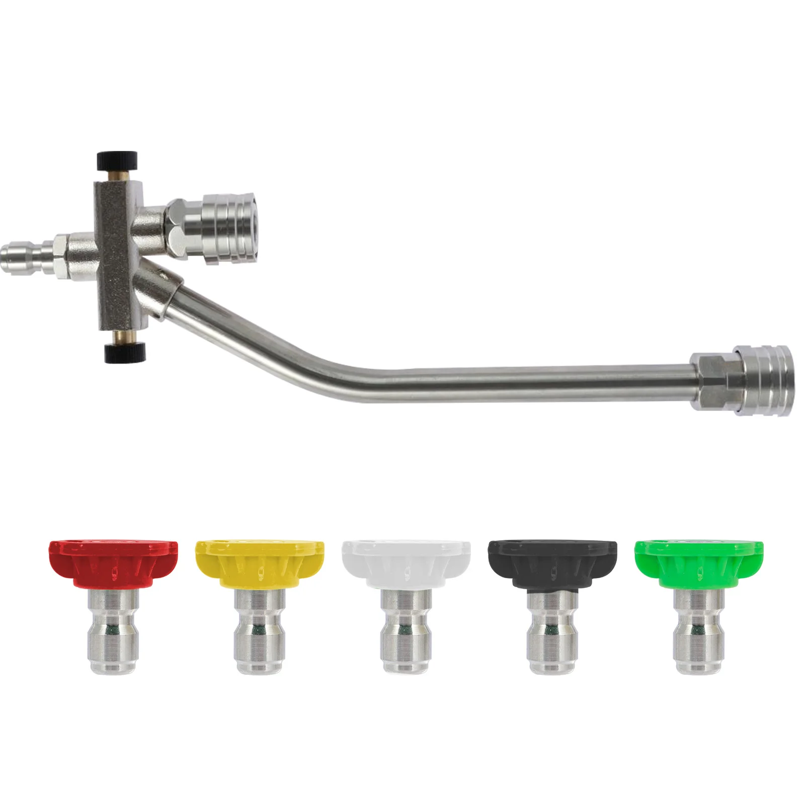 

Pressure Washer Foam Cannon Attachment with Dual-Connector and 5 Nozzle Tips Stainless Steel Pressure Washer Double Tip