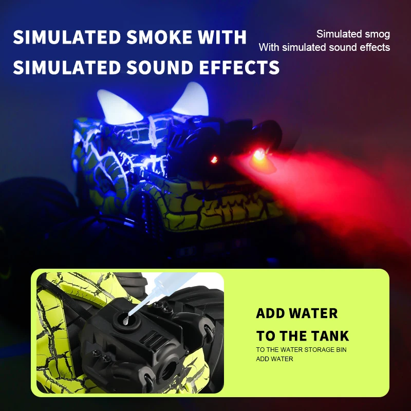 RC Car 2.4G Dinosaur Spray Off-road Stunt Rock Climbing Car Lighting Simulation  Remote Control Cars Kids Toy for Boys Gift 4