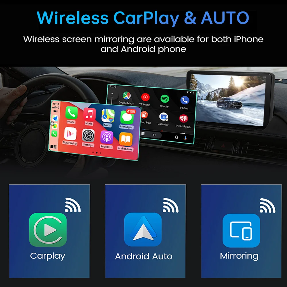 JIUYIN-reproductor de vídeo Multimedia para coche, 7 pulgadas, inalámbrico, Carplay, Android, pantalla táctil Universal portátil con Bluetooth AUX 2
