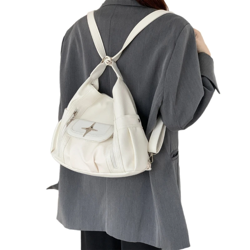 

Large Capacity Handbag Backpack PU Leather Shoulder Bag for School and Commuting
