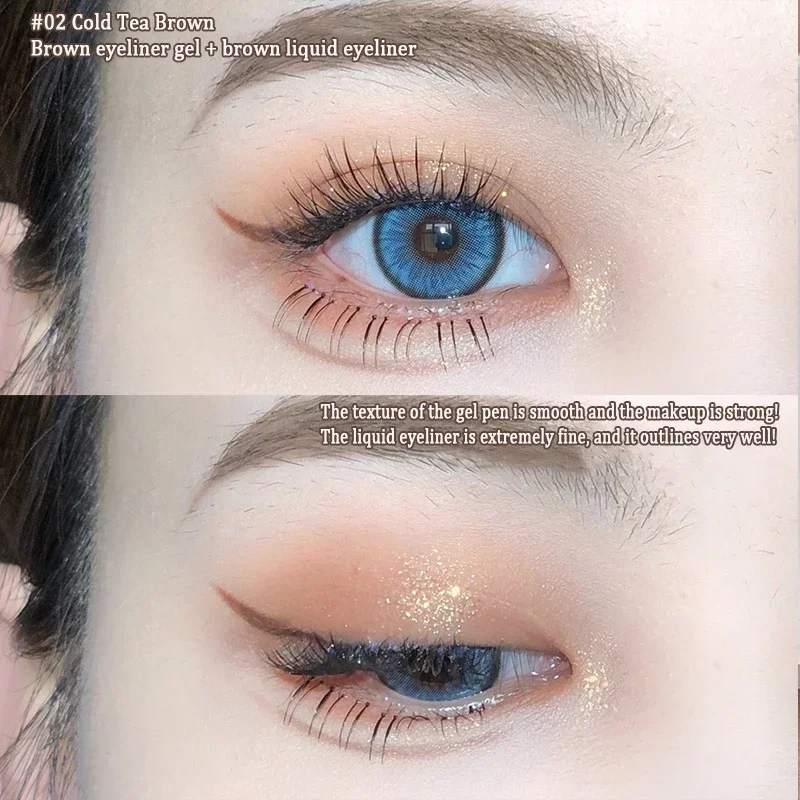 2 In 1 Brown Gel Eyeliner Pencil Ultra-slim Liquid Eye Liner Shadow Pen Smooth High Pigment Silkworm Gel Pen Lasting Eyes Makeup liquid eyeliner eyeliner pencil makeup pen eyeshadow eyeliner