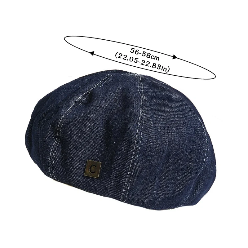 Vintage Denim Beret Hats Men Women Unisex Jeans Berets