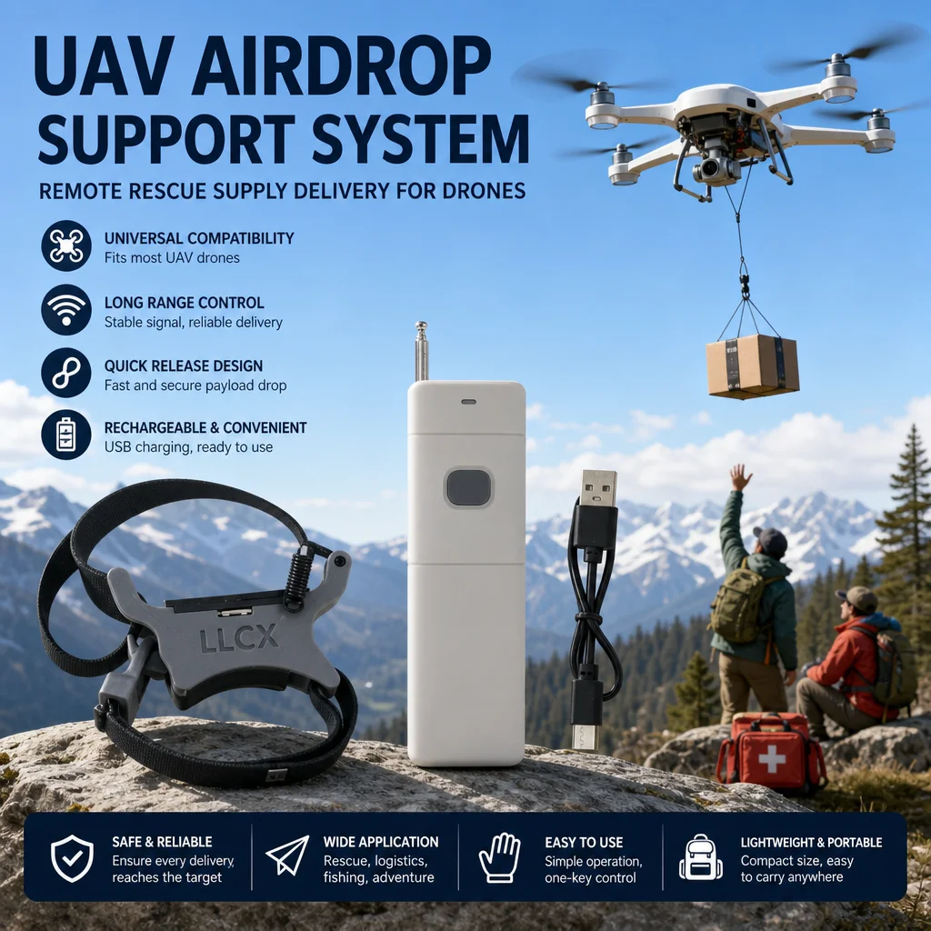 Universelle UAV-Airdrop-Unterstützung für Remote-Rescue-Versorgung für UAV-Drohnen