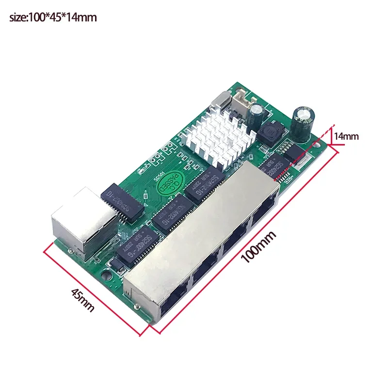 5포트 10/100/1000M 5V-16V, 9V-48V 이더넷 네트워크 산업용 스위치 모듈