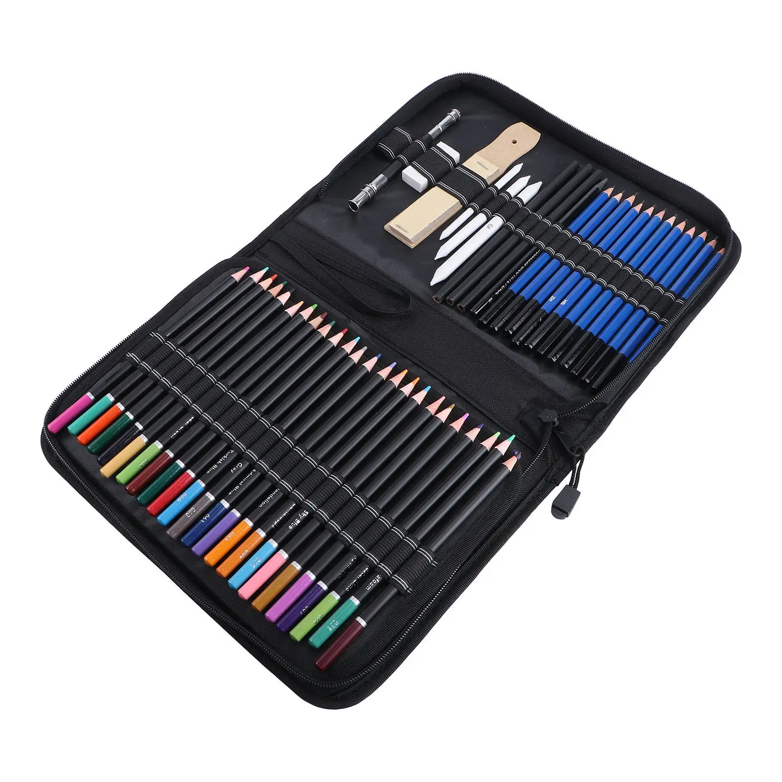 95색 색연필 세트 전문가용 색연필 스케치 숯 그림 도구 세트 (연필깎이, 연장기, 블렌딩 스텀프 포함)