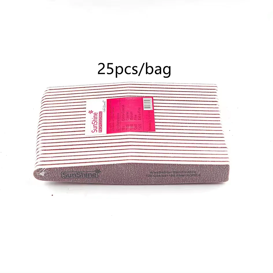 SunShine 목재 네일 아트 샌딩 버퍼 120/180, 양면 사포, UV 젤 폴리셔, 매니큐어, 페디큐어 도구, 네일 파일, 10 개