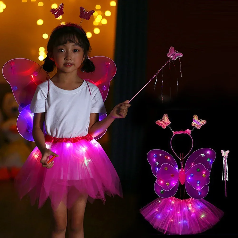 2026 LED Leucht Tutu Rock, leuchtender Feen Engel Mesh Rave Party Kostüm, Brown, One size