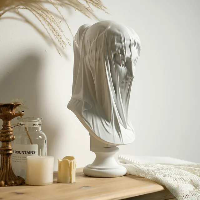 Statue de déesse grecque, buste de dame voilée, cadeaux classiques de la mythologie romaine, Sculpture de jeune fille, décorations d'étagère de bureau pour salon de maison 3