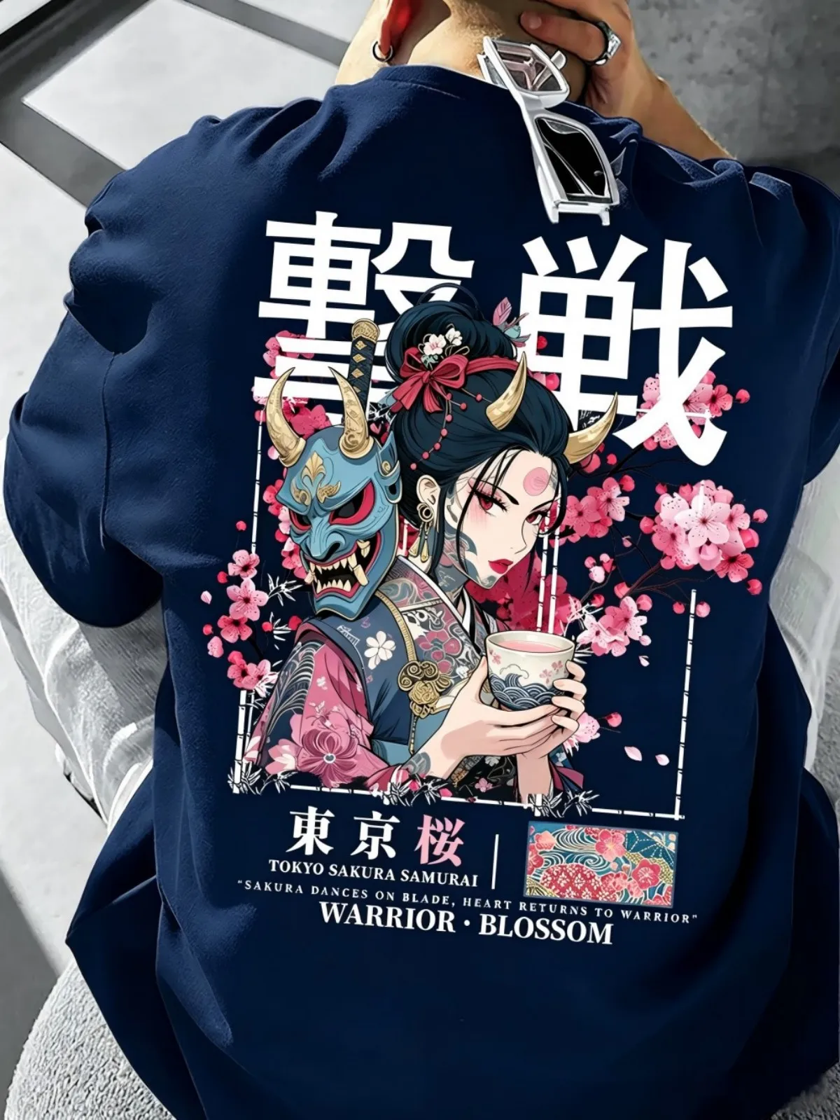 Europäisches und amerikanisches Herren-Sommer-T-Shirt mit Geistermasken-Tänzer-Buchstaben-Print, weich und atmungsaktiv, Rundhalsausschnitt, Outdoor-Street-Top