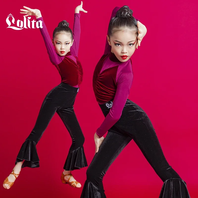 

Autumn and Winter New Latin Dance Suit Long Sleeve Latin Pants Training Costume Performance Costume Girl