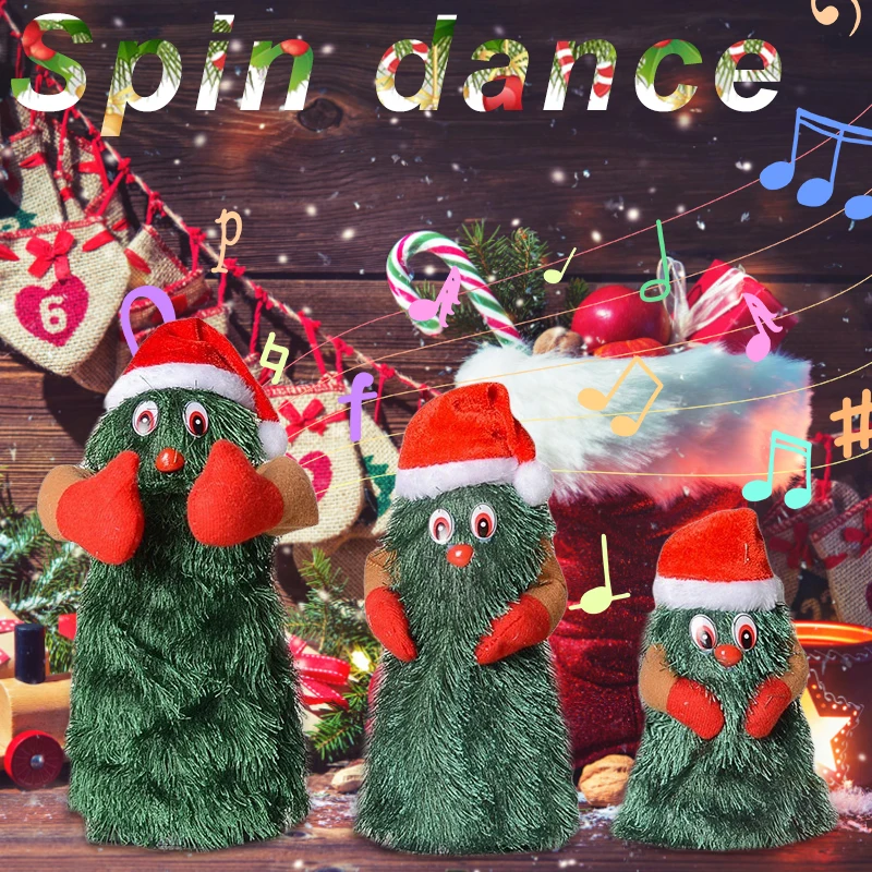 Musical Christmas Tree Electric Plush Toy Dolls Funny Cute Green Electronic Xmas Tree Musical Santa Claus Funny Xmas Decorations · v4