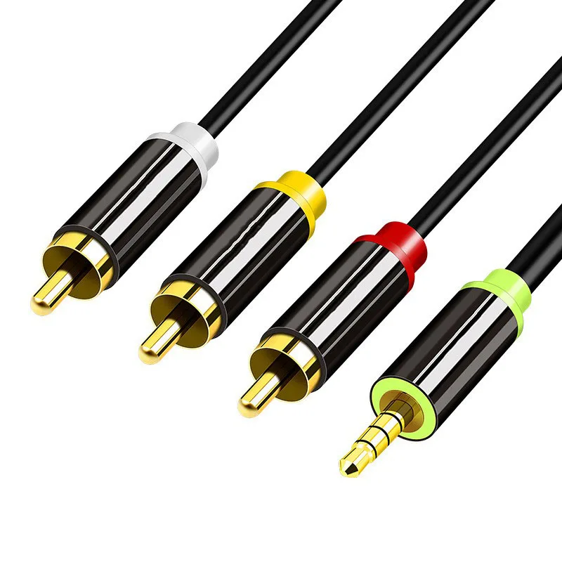 Premium 3.5mm to 3RCA Audio Video Hi-Fi Cable for TV and Amplifier Connection