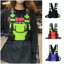 Men Tactical Shoulder Bags Reflective Vest Chest Rig Bag Hip Hop Streetwear Men Functional Waist Packs Adjustable Pockets