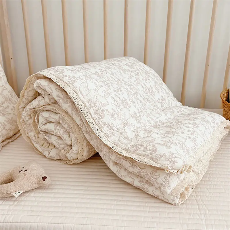 Woodland Nursery Bedding Set Cotton Muslin Duvet Cover Set Forest Theme Duvet Cover and Pillowcase for Childrens