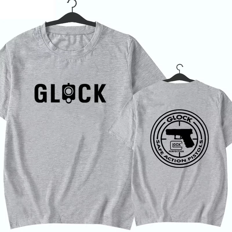 Men's Graphic Glock T-Shirt Cotton Sweat Wicking Breathable High Quality Casual Tee for Tactical Shotgun Fans Streetwear