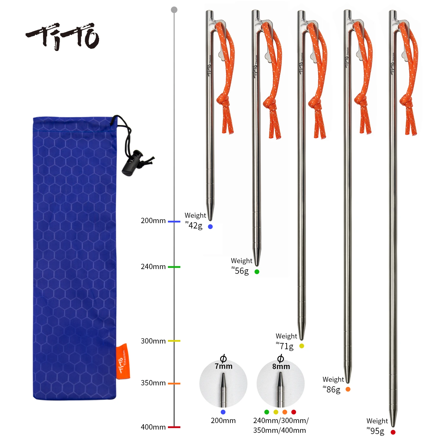 TiTo Titanium Alloy High Strength Canopy Tent Pegs Stakes Nails for Outdoor  Camping Hard Gravel Ground,Length 24CM/35CM/40CM - AliExpress