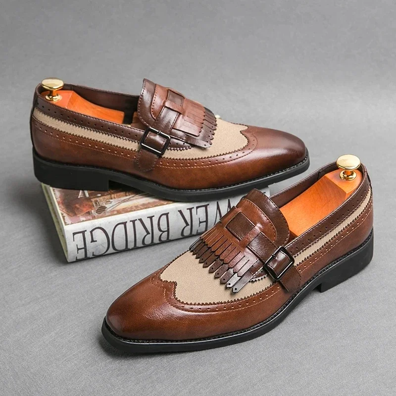 Men Fashion Classic Lefu Shoes Pointed Metal Buckle Party Office Business Block Shoes Size 38-46 Men