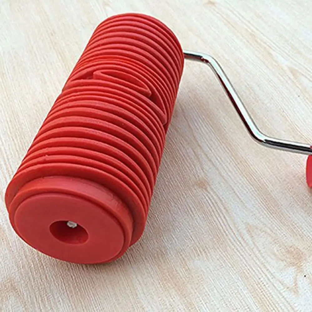 Rubber Imitation Wood Grain Pattern Paint Roller DIY Paint Texture Pigment Printing Wall Painting Roller with Handle Home Tool