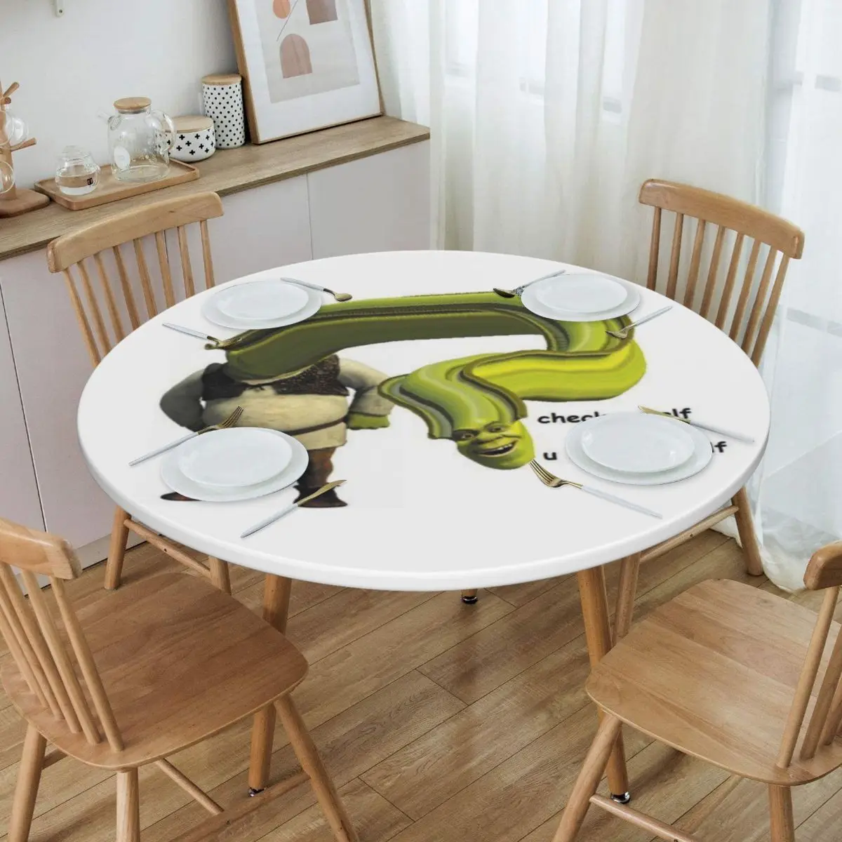 

Скатерть круглая водостойкая маслостойкая, 5 накладок на стол с упругими краями, подходит для стола 40-44 дюймов