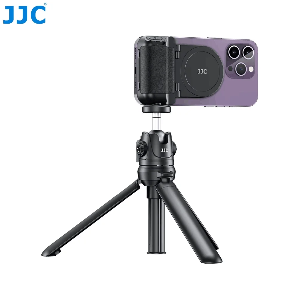 JJC Magnetic Phone Clip And Extendable Tripod phone Grip Handle Holder with Detachable Remote Shutter for iPhone 15 14 13 Video selfie stick tripod cell phone selfie stick smartphone selfie stick