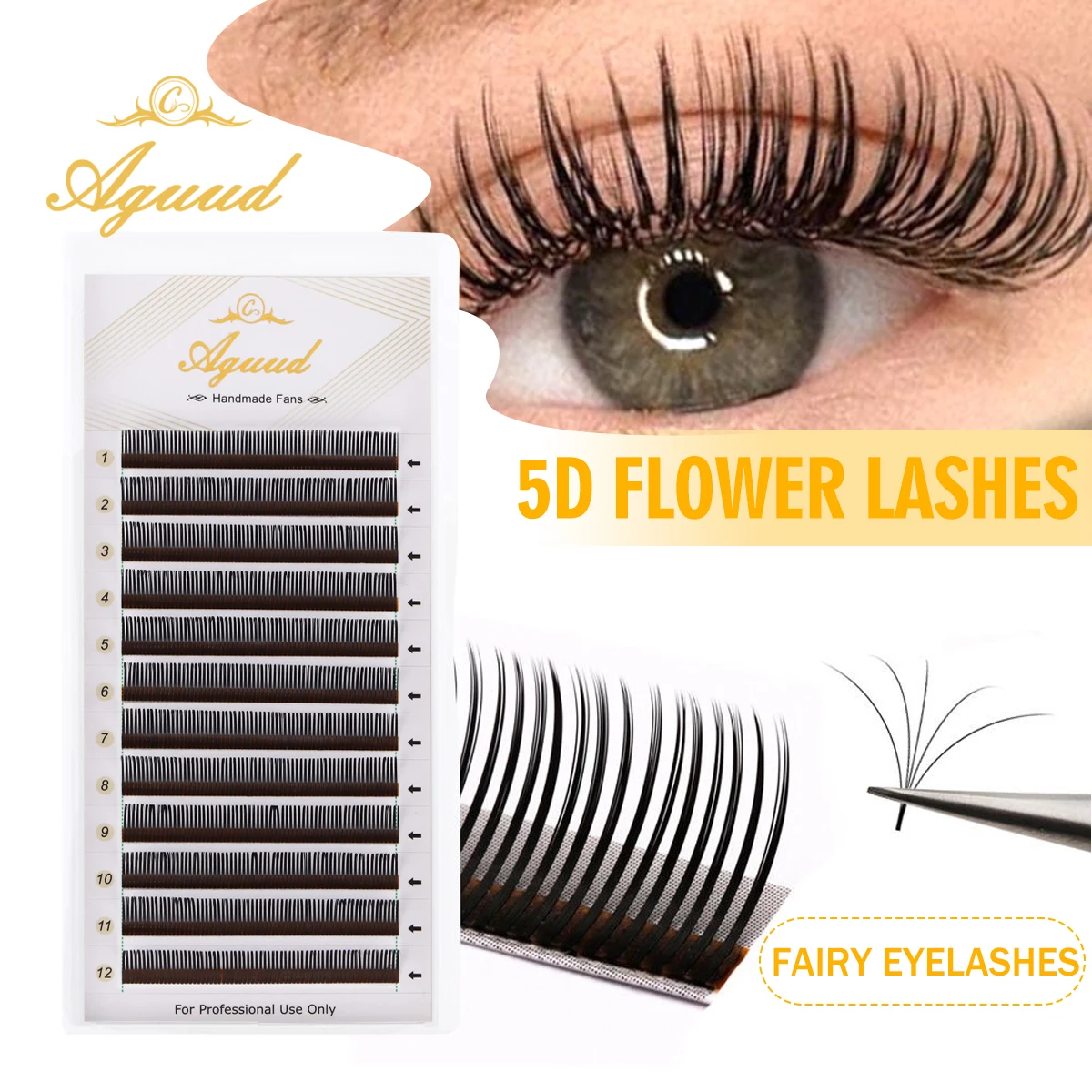 AGUUD 5D Flora Lashes Wimpernverlängerung 0,07 mm Braun & Schwarz Vorgefertigte Spike Volume Fans Anime Natürliche weiche Wimpern Make-up Cilios – Detail 2