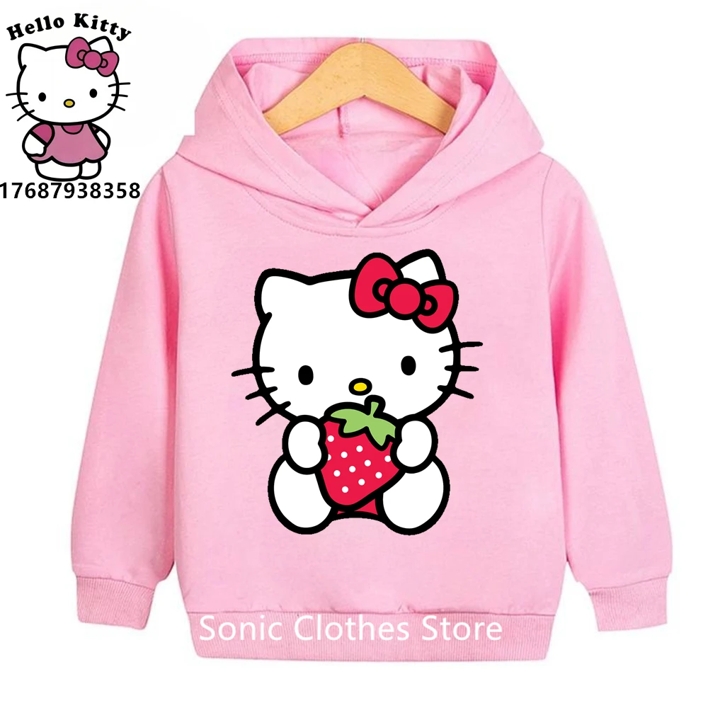 

Children's Clothing Hello Kitty Hoodie Kids Brand Boys And Girls' Sweatshirt Fashion Pullover 3-12 Year Old Baby Clothing