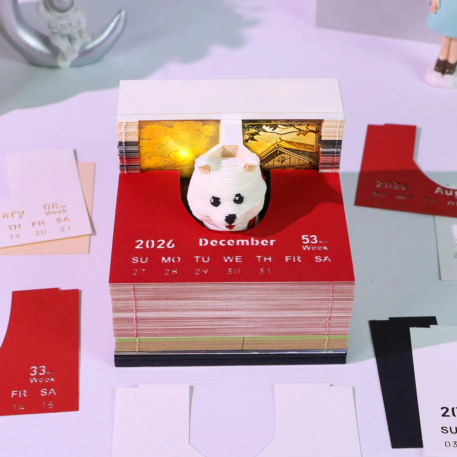 2026년 책상 달력 종이 조각 예술 52주간 DIY 포스트잇 탈부착 노트패드 방 및 사무실 데스크탑 장식에 적합