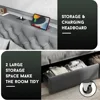 Queen Bed Frame with 2 Storage Drawers and Luxury Wingback Upholstered Button Tufted Storage Headboard Charging Station 5