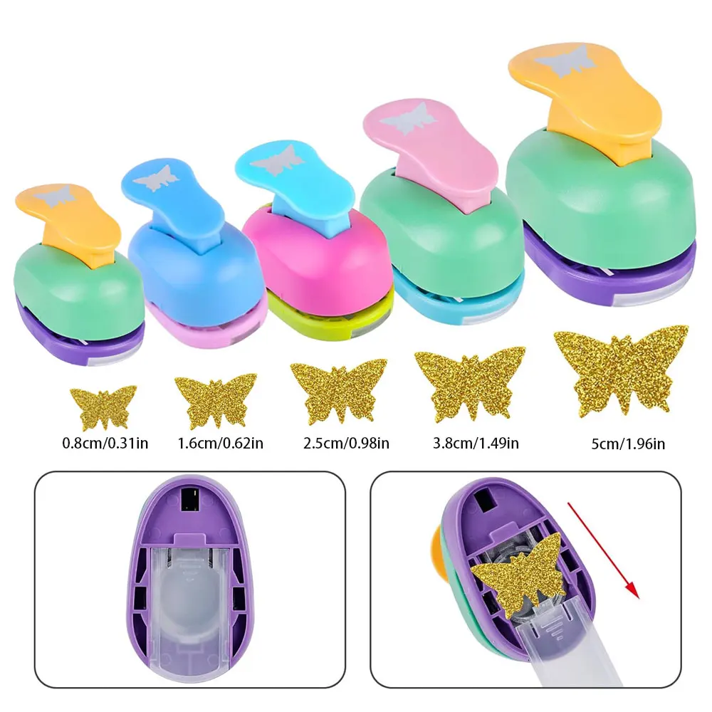 나비 모양 홀 펀치, 스크랩북 홀 펀치, 종이 공예, 카드 장식 및 DIY 공예에 적합(색상 랜덤)