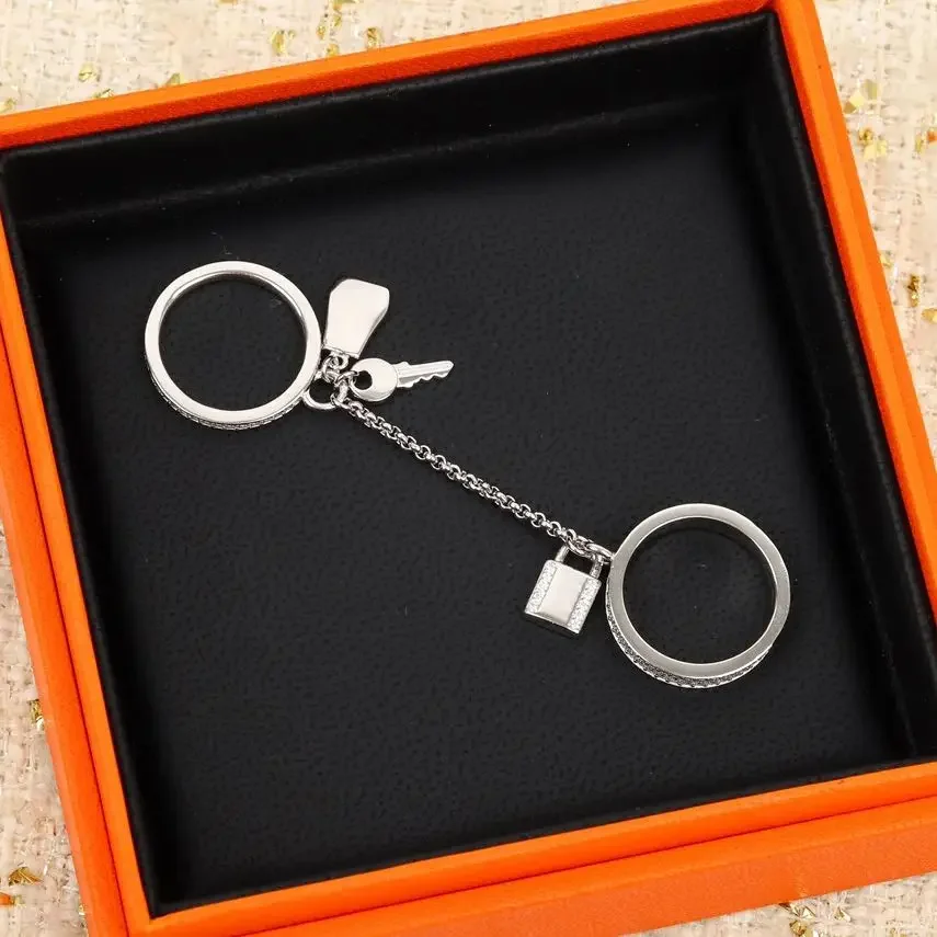 

Hot Designer Brand Top Quality Silver Full Diamond Double Ring Women Luxury Jewelry Trend