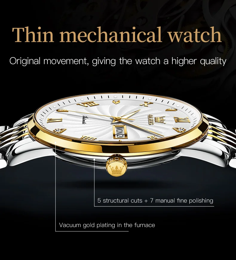 OLEVS Original Men Mechanical Watch Luxury Automatic Sport Stainless Steel Waterproof Top Brand Wrist Watches Relogio Masculino