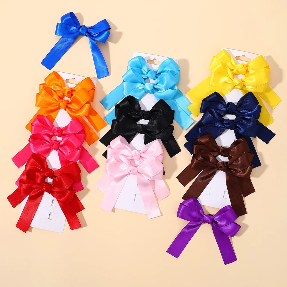 2 stücke Cheer Up Bowknot Haar Clips für Mädchen Einfarbig Band Bögen Haarnadeln Hairgripe Kinder Boutique Haar Zubehör Großhandel – Detail 11