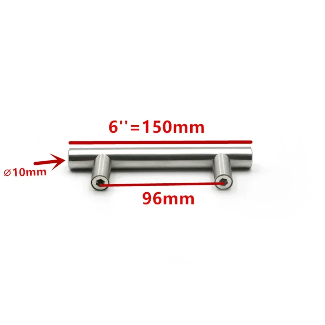 Stainless Steel T-Type Drawer Cabinet Wardrobe Door Handles 2-14 Inches 2 Screws