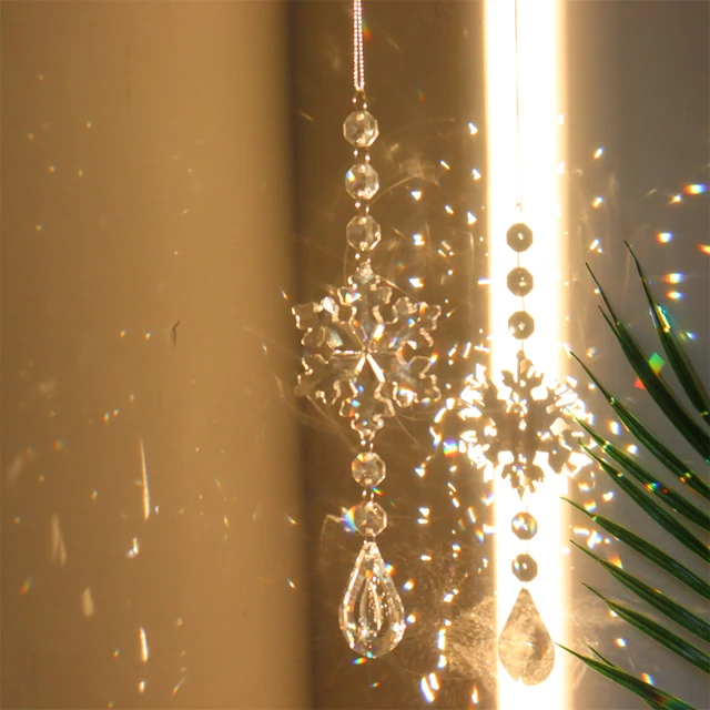 Crystal Wind Chiem Hnowflake Napsütő Gyémánt Prizmák Medál Álom Fogó Szivárvány Üldöző Lógó Otthoni Kerti Dekoráció Szélfogás - Image 3