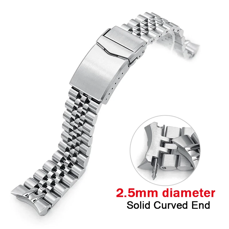 22mm Solid Stainless Steel Jubilee Curved End Watchband For Seiko Srp777/773 Srpa21 Water Ghost Band 2.5mm Link Pin Bracelet - Watchbands - AliExpress