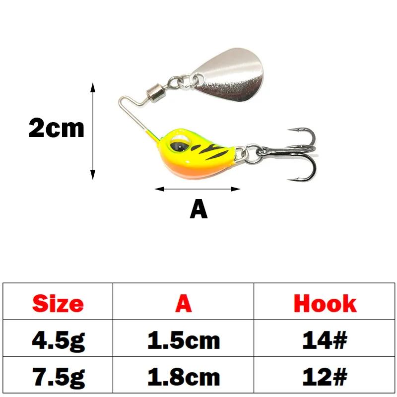 2022 neue 4,5g/7,5g Metall VIB Micro Angeln Köder Spinner Sinking Rotierenden Löffel Pin Crankbait Pailletten Köder angelgerät – Detail 5